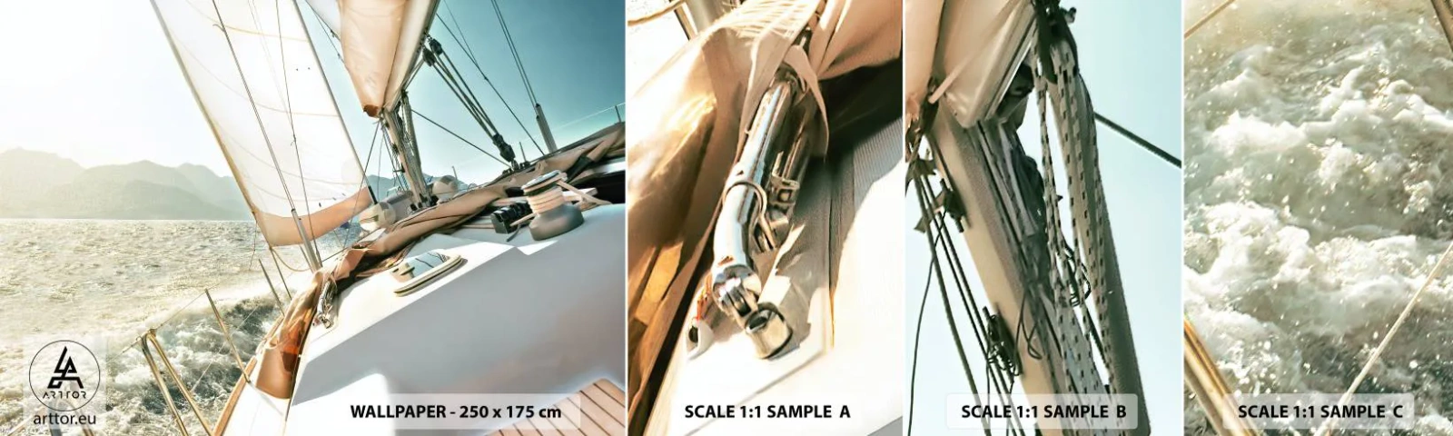 Fototapeten Muster Selbstklebend Deluxe Sticker - Unter vollen Segeln - Yacht, Segeln, Meer - 100x30 cm