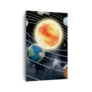 Bild auf Leinwand - Leinwandbild - Sonnensystem mit Planeten und Sonne im Weltraum - 80x120cm - Kosmischer Tanz - Moderne Wanddekoration für Wohnzimmer und Schlafzimmer ARTTOR