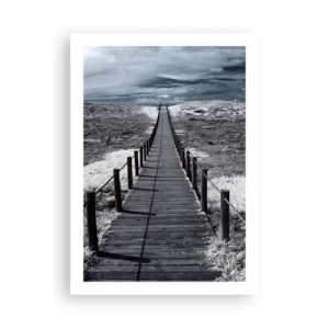 Poster - Ein Holzweg ins Ungewisse - 50x70cm - Direkt ans Ufer - Moderne Wanddekoration für Wohnzimmer und Schlafzimmer ARTTOR