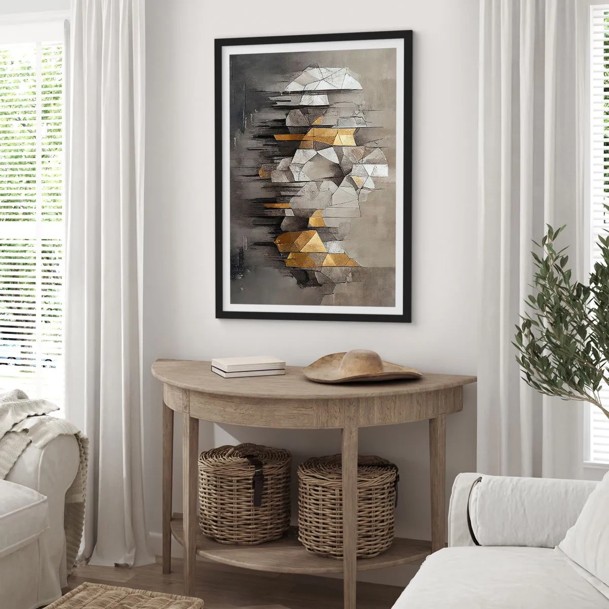 Poster in einem schwarzem Rahmen - Komposition aus Eis und Licht - 40x50 cm