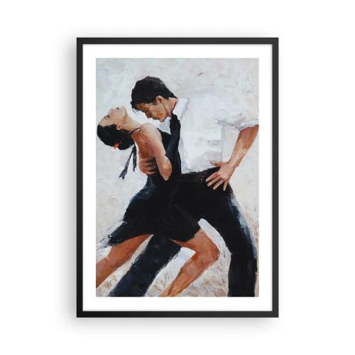 Poster in einem schwarzem Rahmen - Ein Paar tanzt in einer dynamischen Pose - 50x70cm - Tango meiner Träume und Träume - Moderne Wanddekoration für Wohnzimmer und Schlafzimmer ARTTOR