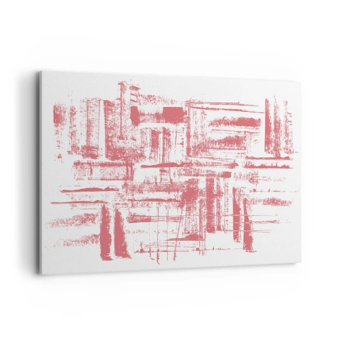 Bild auf Leinwand - Leinwandbild - Abstrakte rosa Texturen auf weißem Hintergrund - 100x70cm - Die rote Stadt - Moderne Wanddekoration für Wohnzimmer und Schlafzimmer ARTTOR