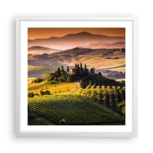 Poster in einem weißen Rahmen - Arkadien - die toskanische Landschaft - 50x50 cm