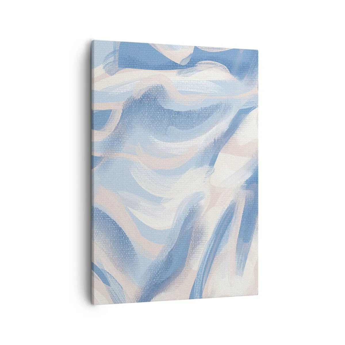 Bild auf Leinwand - Leinwandbild - Abstrakte Pinselstriche in Blau- und Beigetönen - 50x70cm - Blaue Wellen - Moderne Wanddekoration für Wohnzimmer und Schlafzimmer ARTTOR
