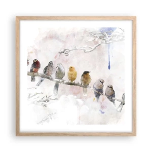 Poster in einem Rahmen aus heller Eiche - Geflügeltes Treffen - 50x50 cm