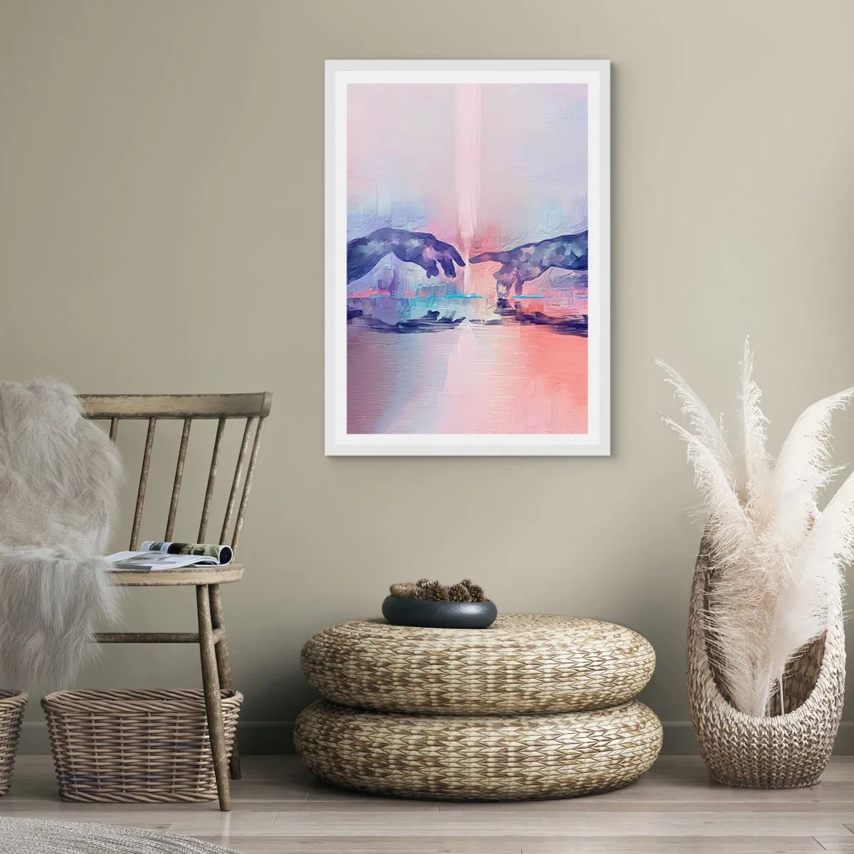 Poster in einem weißen Rahmen - Göttlicher Funke des Lebens - 70x100 cm