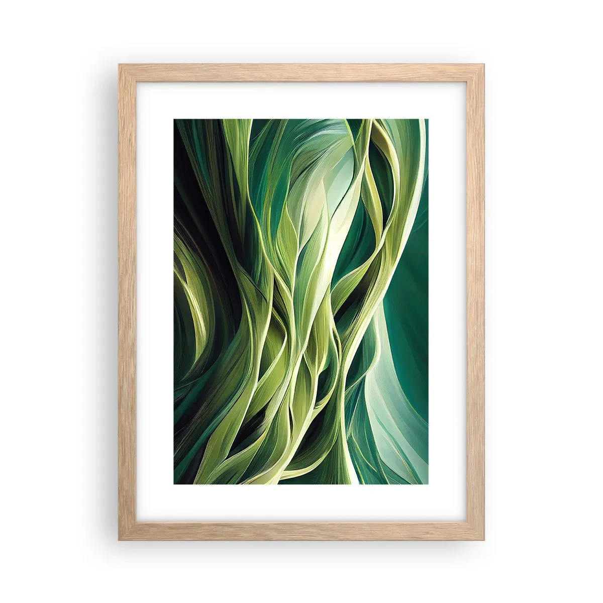 Poster in einem Rahmen aus heller Eiche - Abstraktes grünes Spiel - 30x40 cm