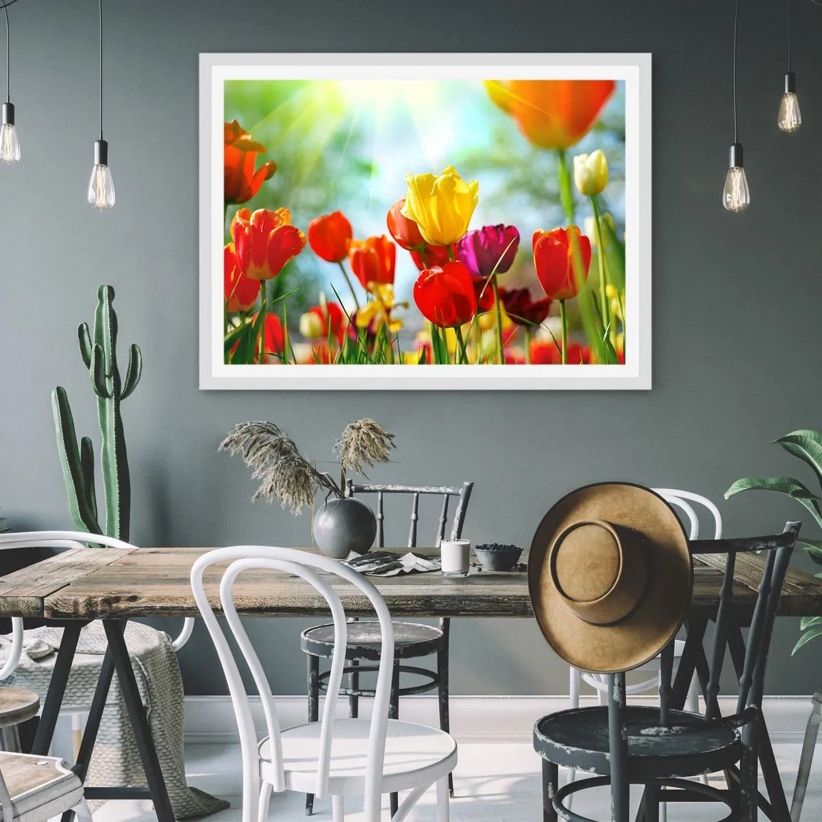 Poster in einem weißen Rahmen - Alle Farben der Sonne - 91x61 cm