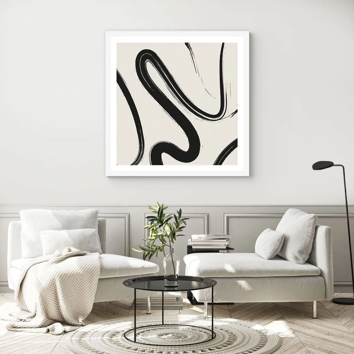 Poster in einem weißen Rahmen - Schwarz-Weiß-Laune - 40x40 cm