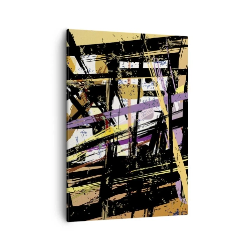 Bild auf Leinwand - Leinwandbild - Abstrakte Linien und Formen auf beigem Hintergrund - 50x70cm - Ein scharfer Schnitt - Moderne Wanddekoration für Wohnzimmer und Schlafzimmer ARTTOR