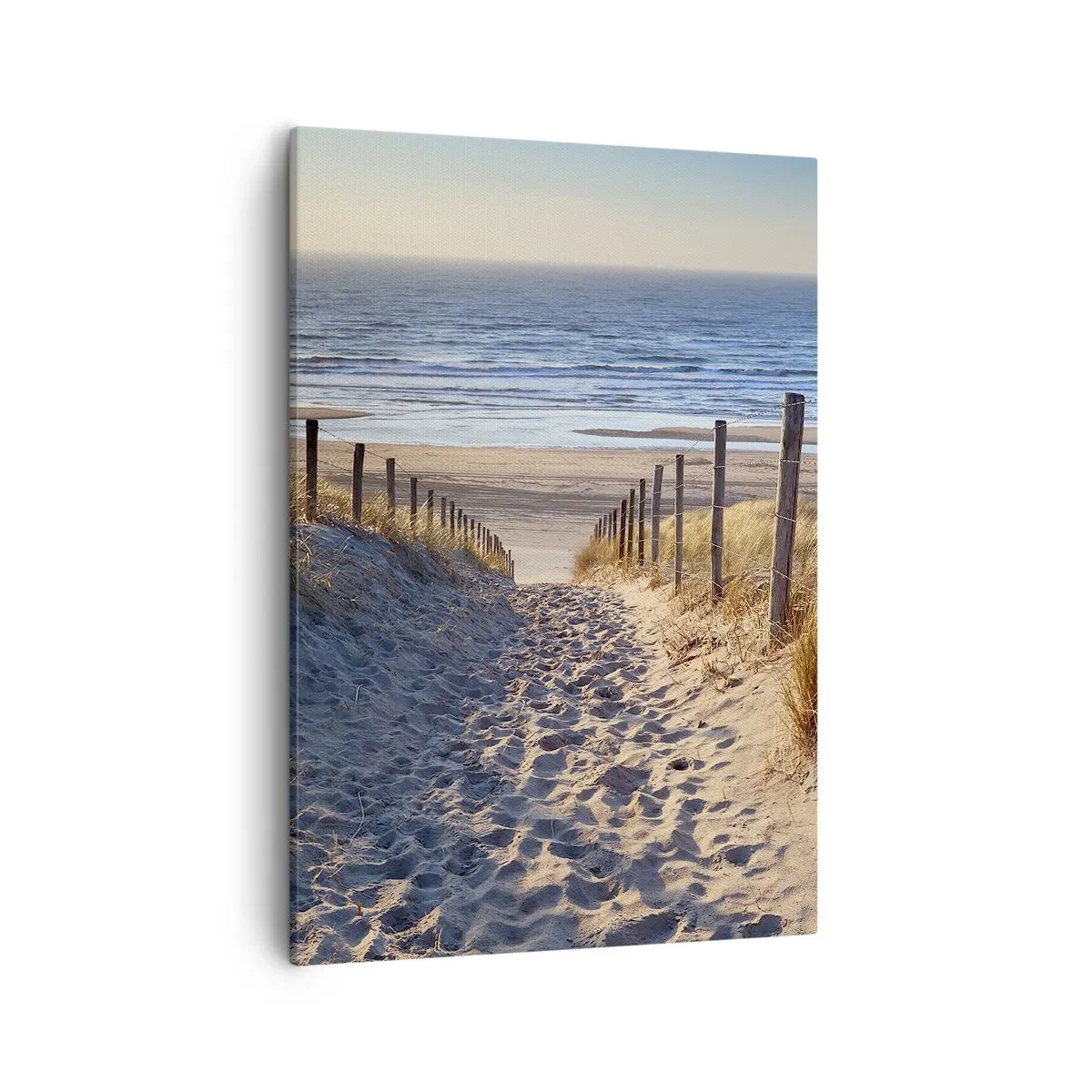 Bild auf Leinwand - Leinwandbild - Weg durch die Dünen zum Strand - 50x70cm - Das Rauschen des Meeres, der Gesang der Vögel, ein wilder Strand im Gras ... - Moderne Wanddekoration für Wohnzimmer und Schlafzimmer ARTTOR