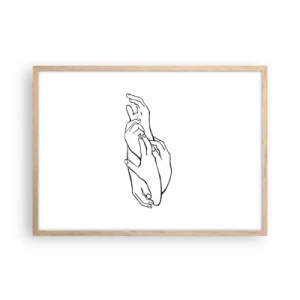 Poster in einem Rahmen aus heller Eiche - Gute Geste - 70x50 cm