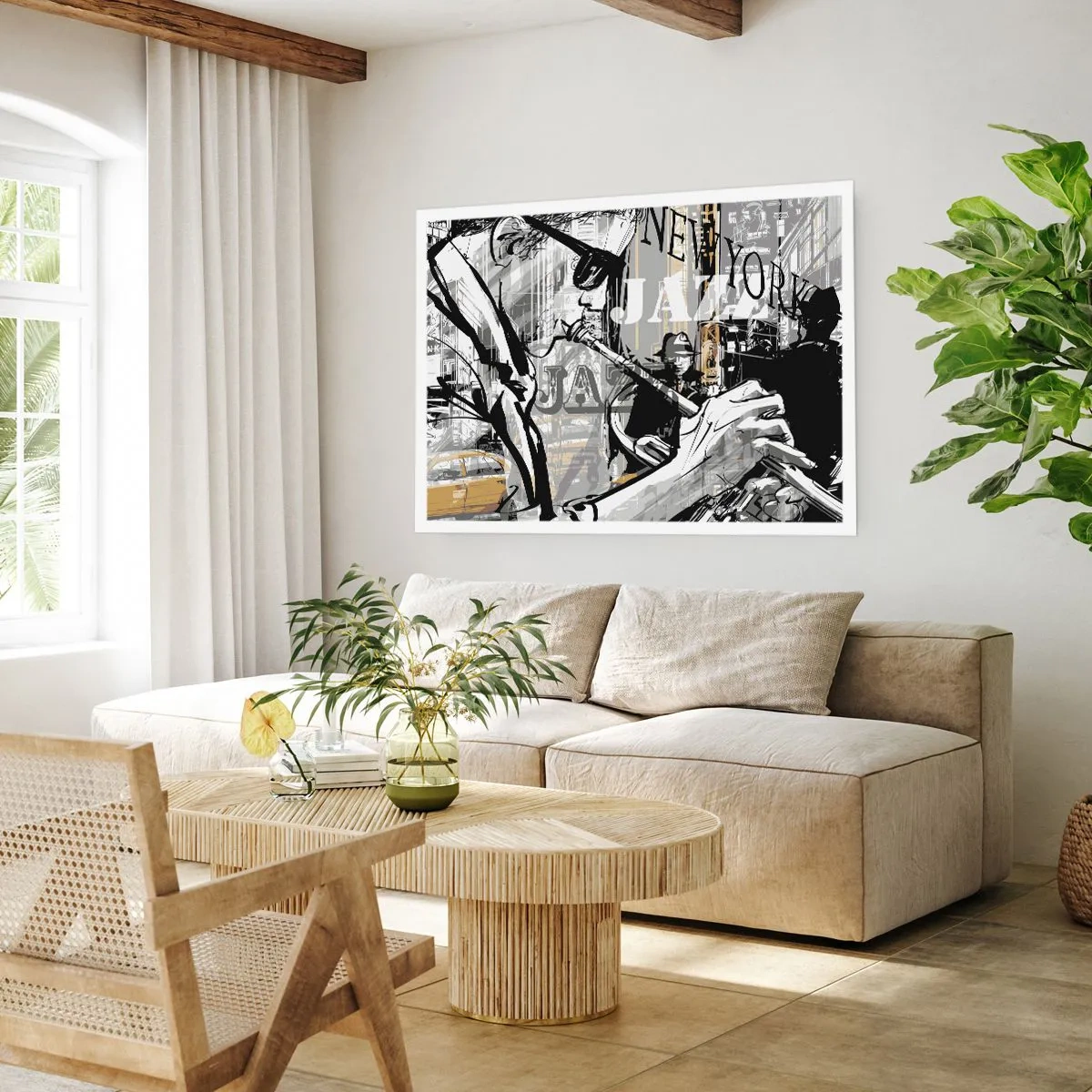 Poster - New Yorker Jazzszene - 100x70cm - Im Rhythmus von New York - Moderne Wanddekoration für Wohnzimmer und Schlafzimmer ARTTOR