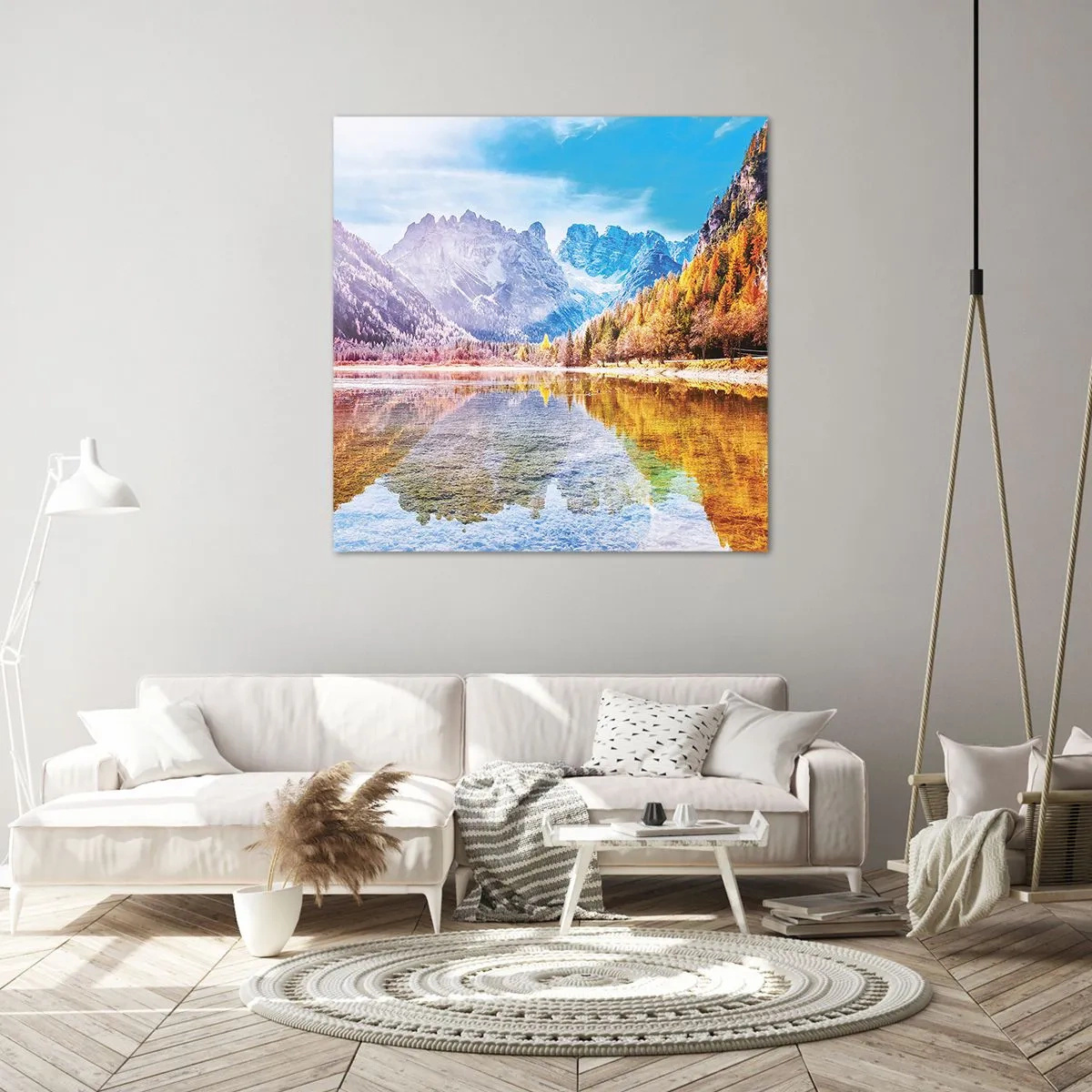 Bild auf Leinwand - Leinwandbild - Und in den Bergen ist es schon Herbst - 70x70 cm