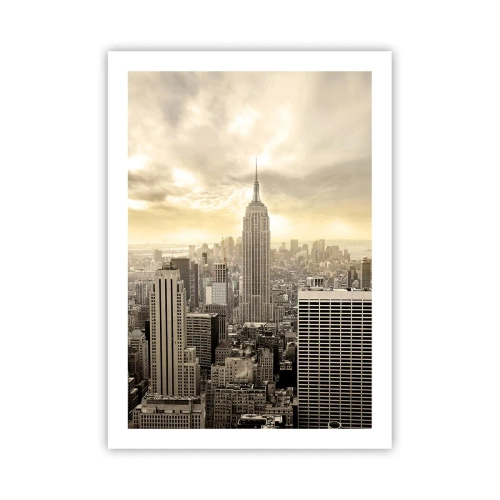 Poster - New York City-Panorama mit dem Empire State Building - 50x70cm - New York aus Grau - Moderne Wanddekoration für Wohnzimmer und Schlafzimmer ARTTOR
