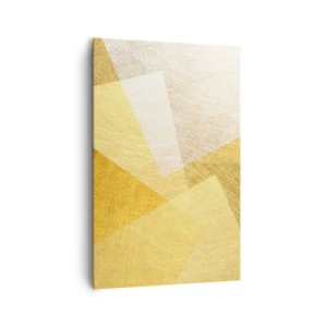 Bild auf Leinwand - Leinwandbild - Geometrische Formen in Gold und hellen Farbtönen - 80x120cm - Geometriewetter - Moderne Wanddekoration für Wohnzimmer und Schlafzimmer ARTTOR