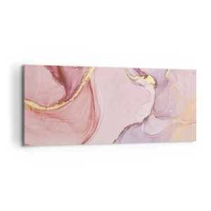 Bild auf Leinwand - Leinwandbild - Zarte abstrakte Muster in Rosa- und Goldtönen - 120x50cm - Eine Liebkosung der Farben - Moderne Wanddekoration für Wohnzimmer und Schlafzimmer ARTTOR