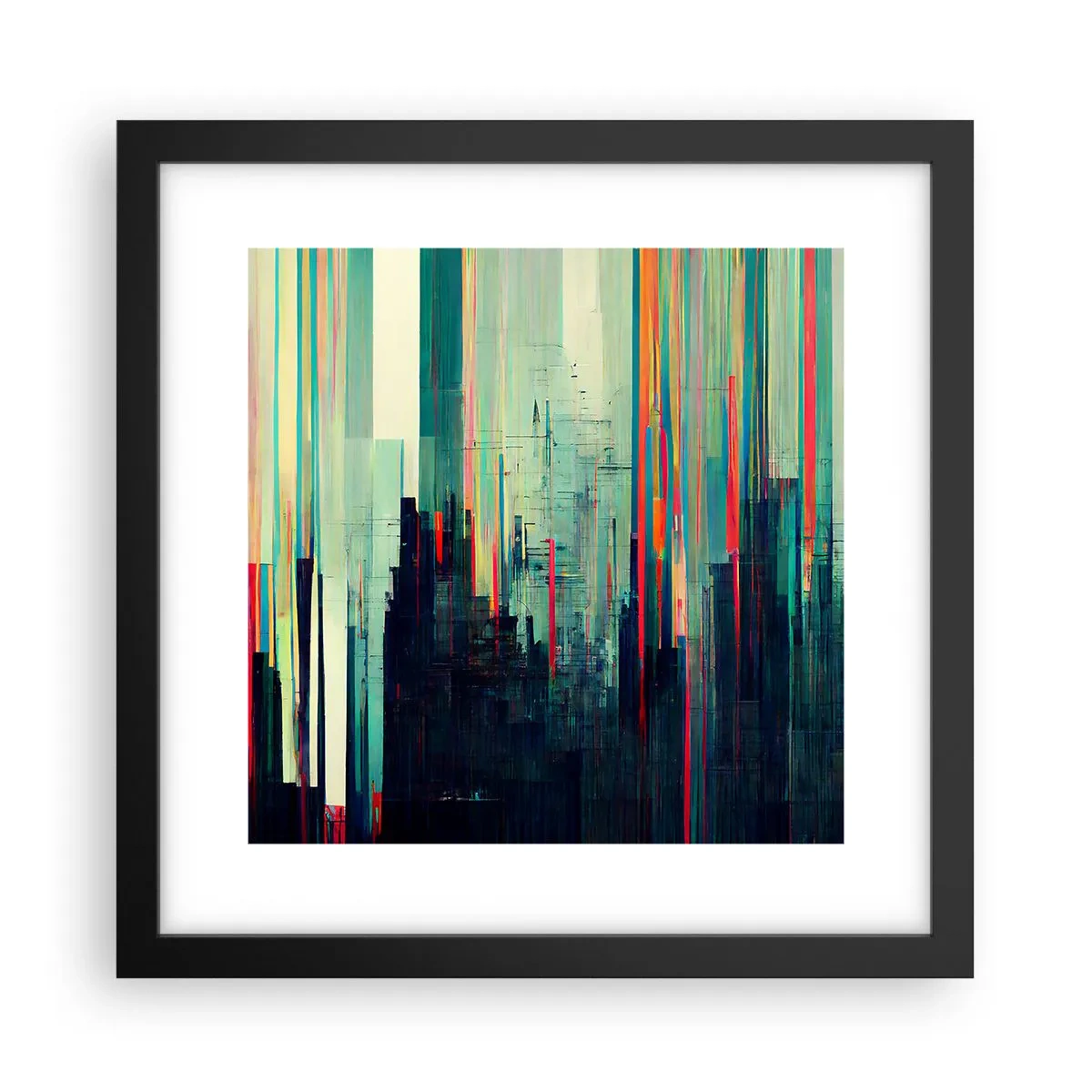 Poster in einem schwarzem Rahmen - Futuristische Stadt - 30x30 cm