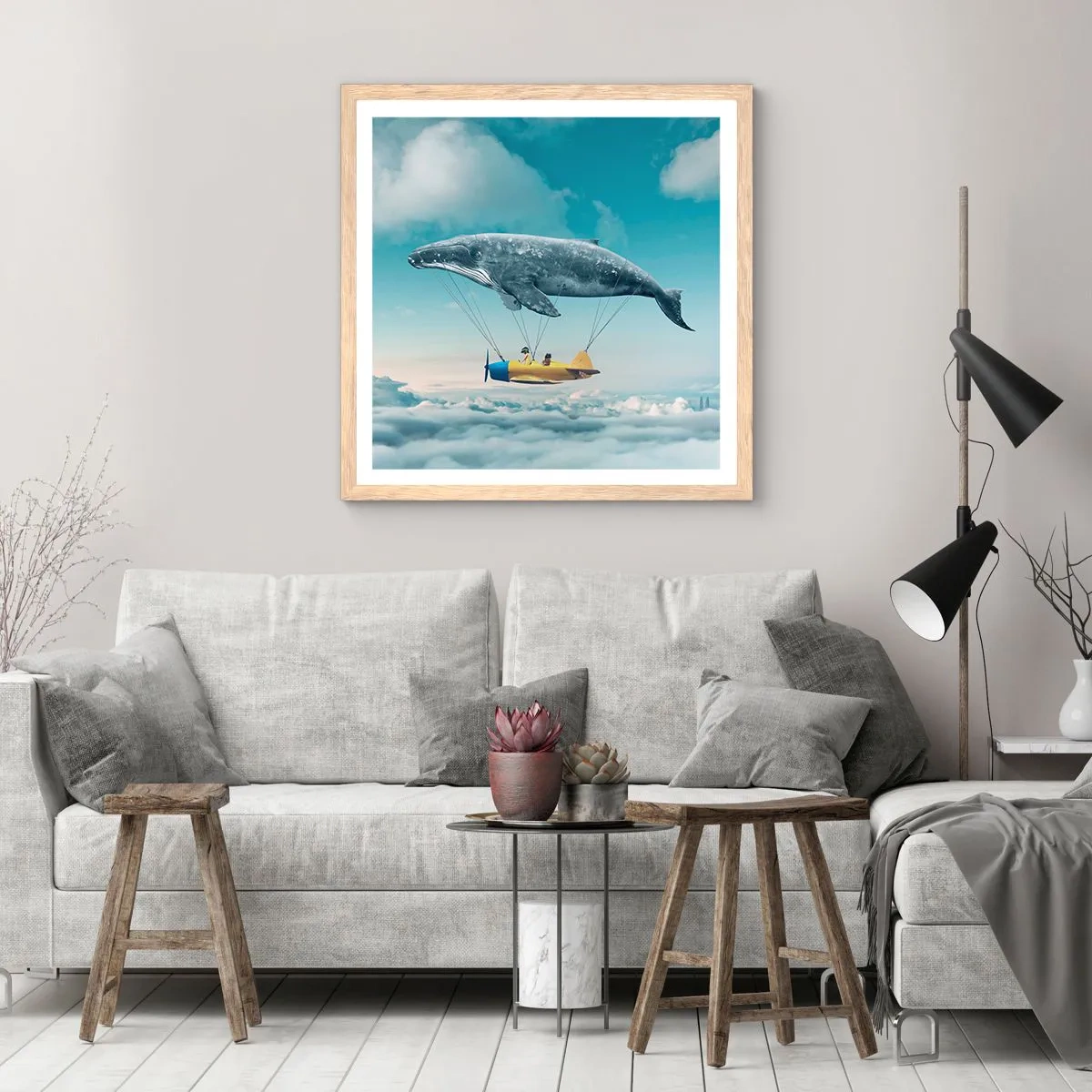 Poster in einem Rahmen aus heller Eiche - Warum nicht? - 50x50 cm