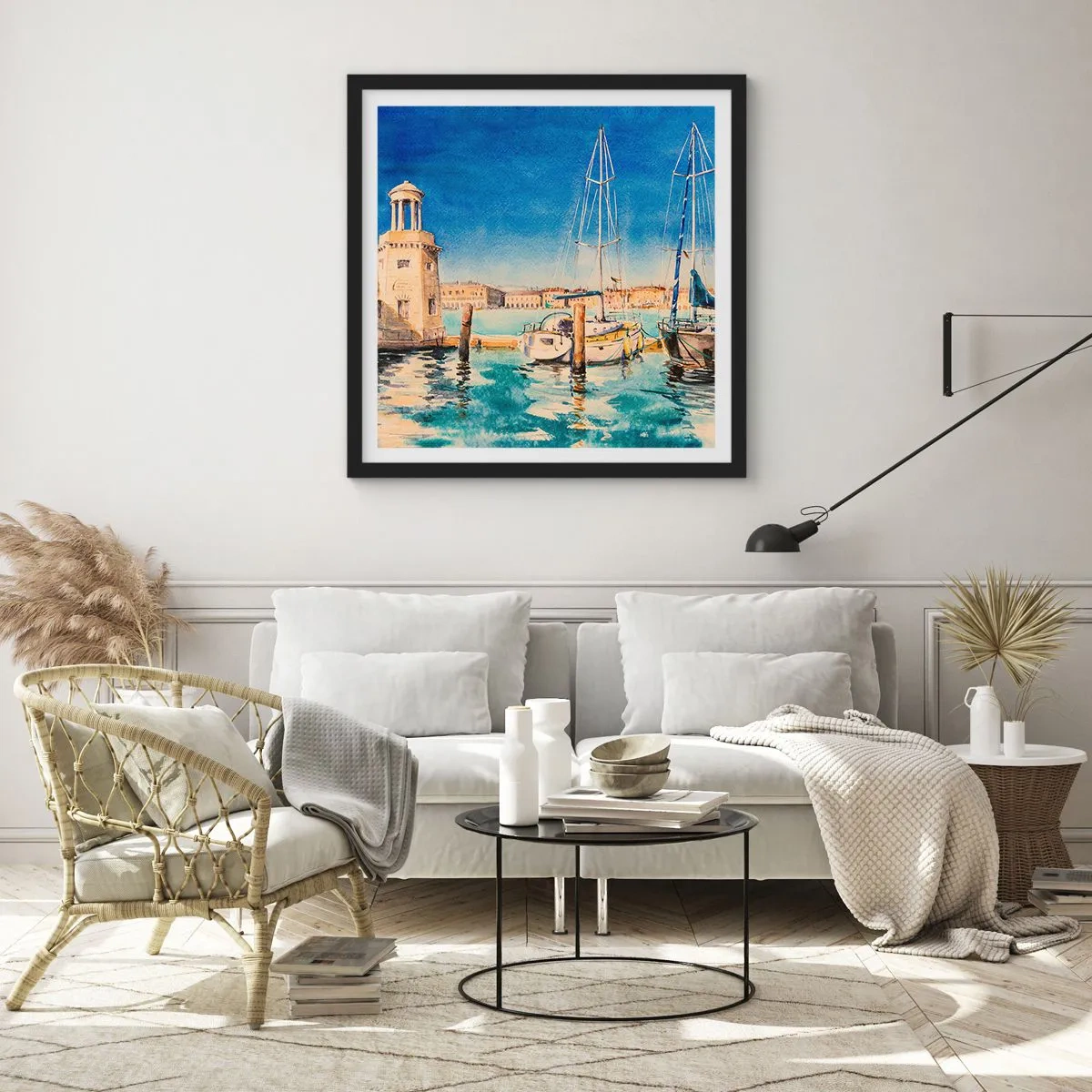Poster in einem schwarzem Rahmen - Sonnige Lagune - 40x40 cm