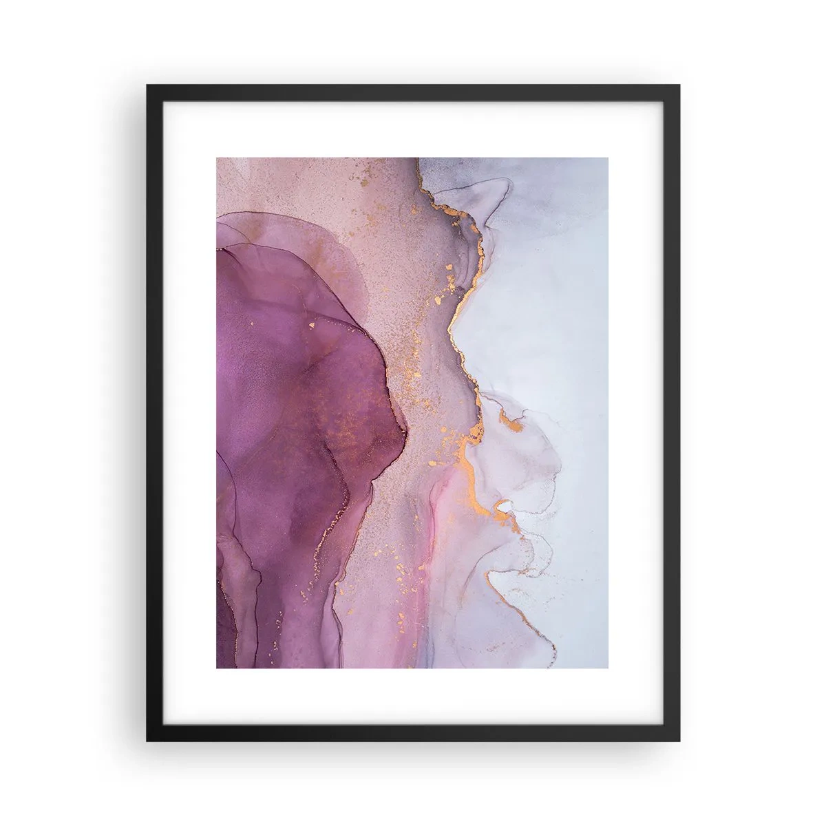 Poster in einem schwarzem Rahmen - Violett und lila Wellen - 40x50 cm