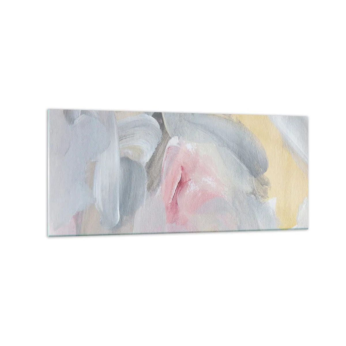 Glasbild - Bild auf glas - Abstrakte Pastellstriche in Rosa- und Grautönen. - 120x50cm - In einer Pastellwelt - Moderne Wanddekoration für Wohnzimmer und Schlafzimmer ARTTOR