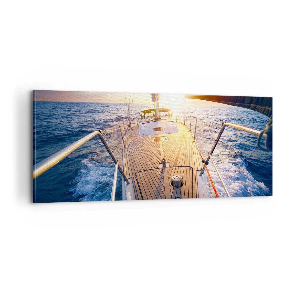 Bild auf Leinwand - Leinwandbild - Laufen unter den Wellen - 100x40 cm