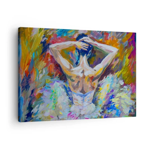 Bild auf Leinwand - Leinwandbild - Eine Ballerina in dynamischen Farben und malerischem Ausdruck - 70x50cm - Es kann alles sein - Moderne Wanddekoration für Wohnzimmer und Schlafzimmer ARTTOR