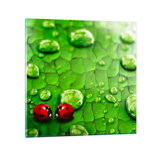 Glasbild - Bild auf glas - Treffen im Grünen - 30x30 cm