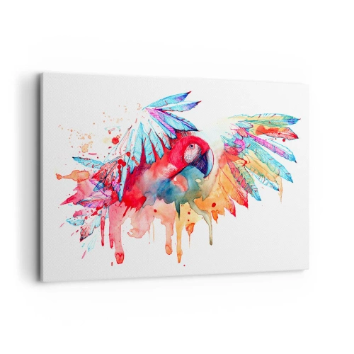 Bild auf Leinwand - Leinwandbild - Ein Papagei im künstlerischen Aquarellstil - 120x80cm - Bunte Papageien - Moderne Wanddekoration für Wohnzimmer und Schlafzimmer ARTTOR