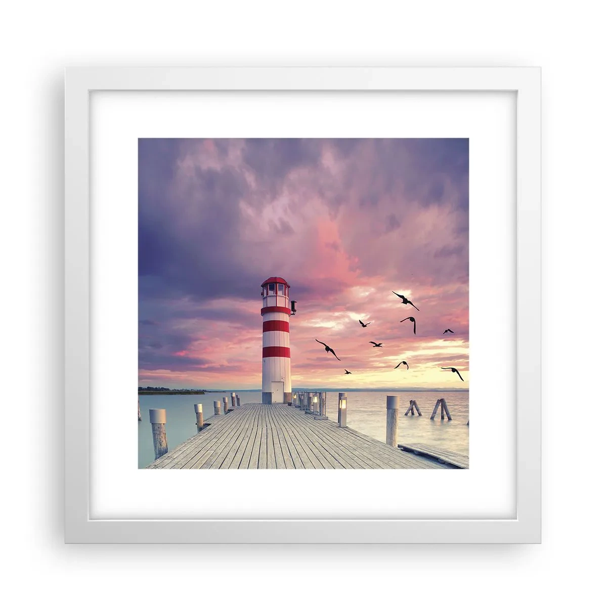 Poster in einem weißen Rahmen - Es ist Zeit zum Hafen zu gehen - 30x30 cm