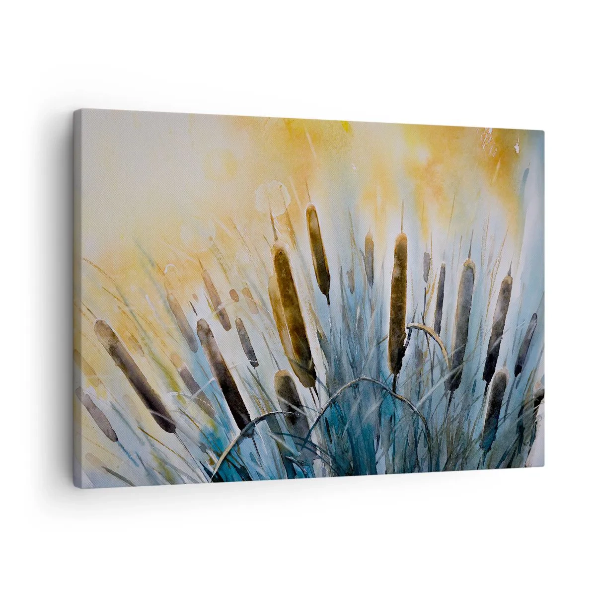 Bild auf Leinwand - Leinwandbild - Malerisches Schilf in den Sonnenstrahlen - 70x50cm - Die Kälte des Wassers, die Hitze der Sonne - Moderne Wanddekoration für Wohnzimmer und Schlafzimmer ARTTOR