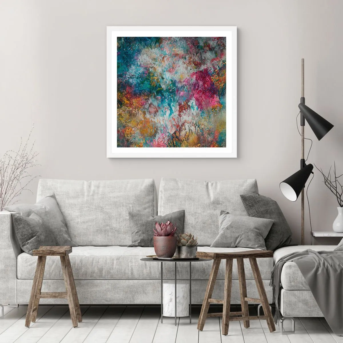 Poster in einem weißen Rahmen - In voller Blüte - 60x60 cm