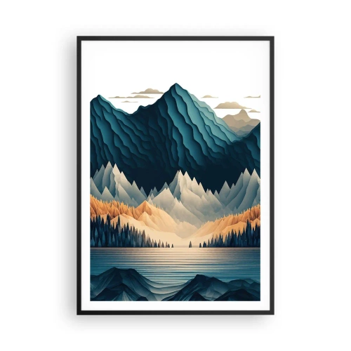 Poster in einem schwarzem Rahmen - Perfekte Berglandschaft - 70x100 cm