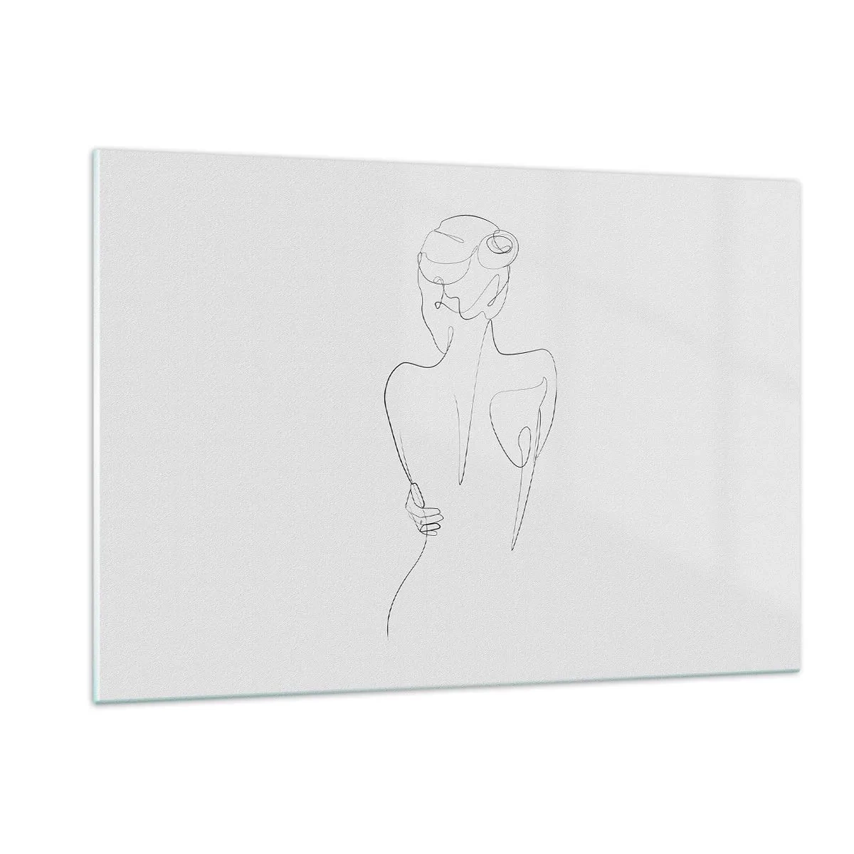 Glasbild - Bild auf glas - Eine zarte einzeilige Skizze einer Frau von hinten. - 120x80cm - Körpermusik - Moderne Wanddekoration für Wohnzimmer und Schlafzimmer ARTTOR