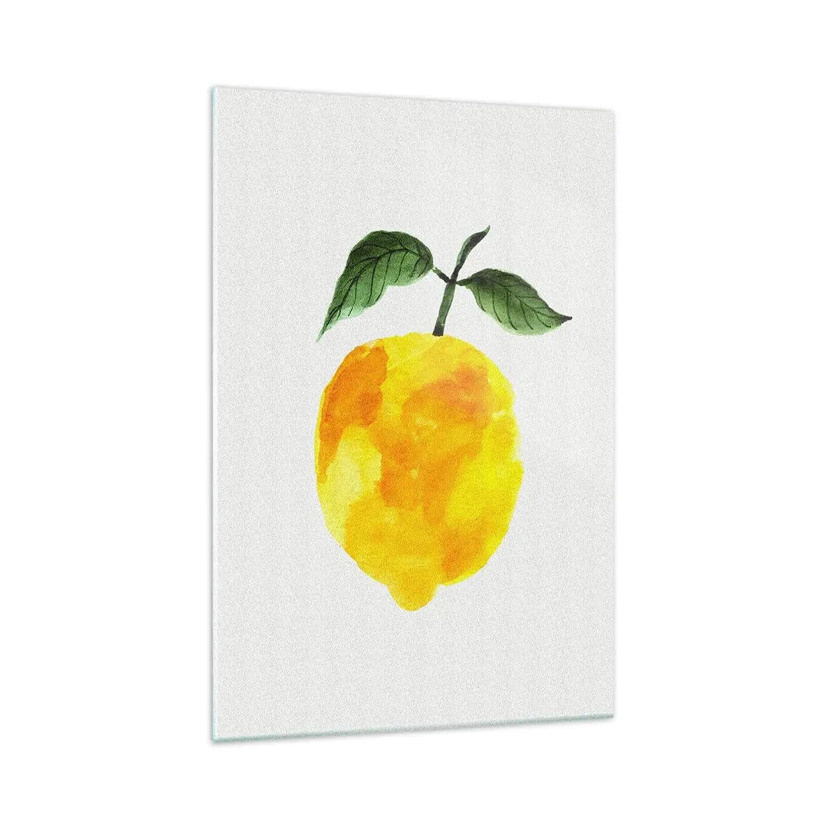 Glasbild - Bild auf glas - Aquarell Zitrone mit grünen Blättern auf hellem Hintergrund - 70x100cm - So schmeckt man die Sonne - Moderne Wanddekoration für Wohnzimmer und Schlafzimmer ARTTOR