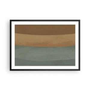 Poster in einem schwarzem Rahmen - Abstrakte Komposition in natürlichen Erdtönen - 70x50cm - Horizontale Komposition - Moderne Wanddekoration für Wohnzimmer und Schlafzimmer ARTTOR