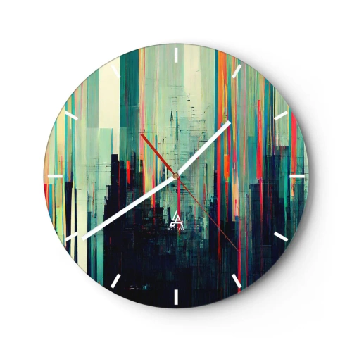 Wanduhr - Glasuhr - Futuristische Stadt - 40x40 cm