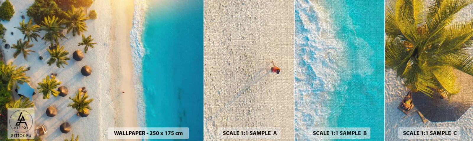 Fototapeten Muster Premium Canvas - Willkommen im Paradies - Strand, Palmen, Exotik - 100x30 cm