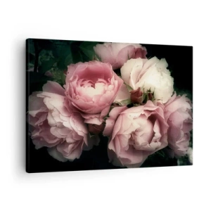 Bild auf Leinwand - Leinwandbild - Ein Strauß Rosen in zarten Rosa- und Weißtönen - 70x50cm - Der Charme der Belle Epoque - Moderne Wanddekoration für Wohnzimmer und Schlafzimmer ARTTOR