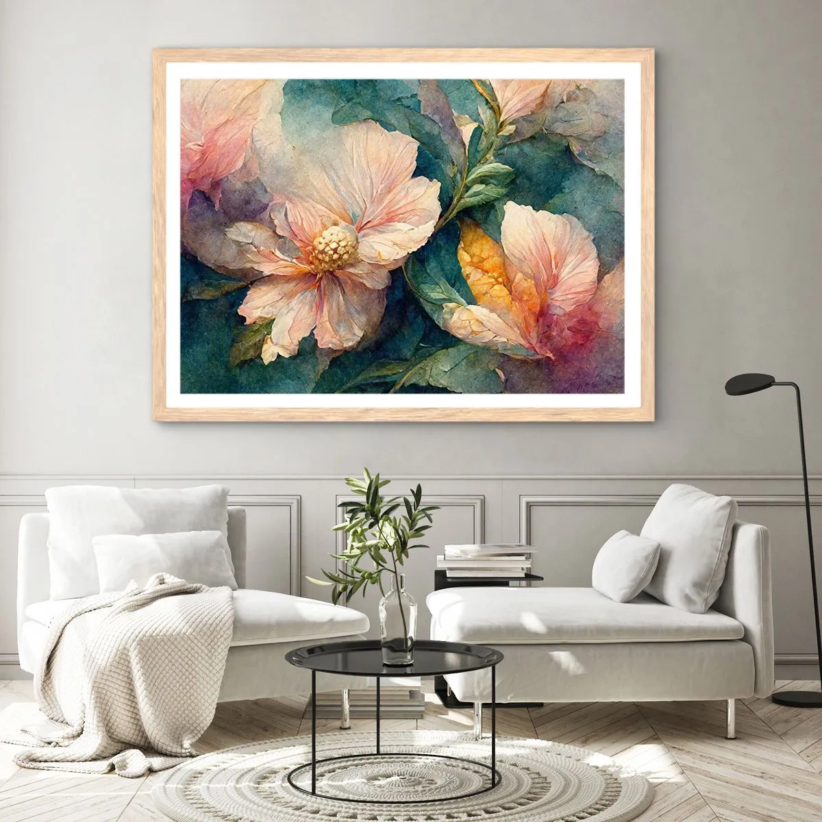 Poster in einem Rahmen aus heller Eiche - Pure Subtilität - 40x30 cm