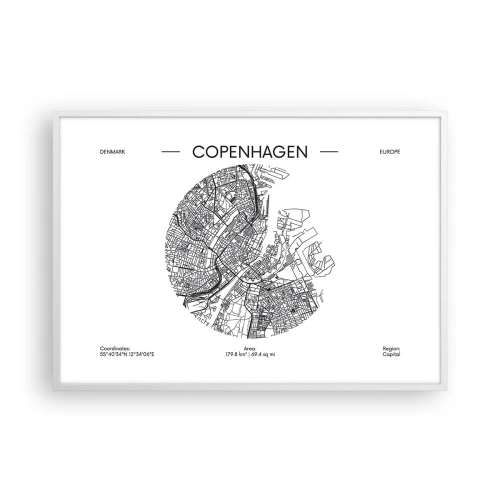 Poster in einem weißen Rahmen - Anatomie von Kopenhagen - 100x70 cm