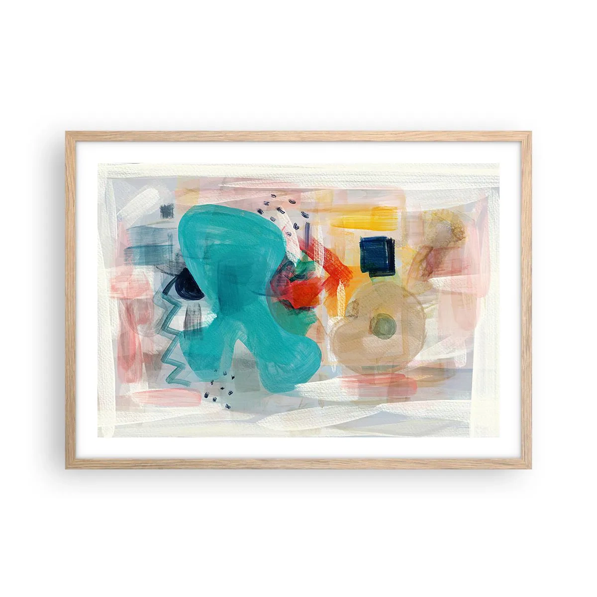 Poster in einem Rahmen aus heller Eiche - Buntes Spiel - 70x50 cm