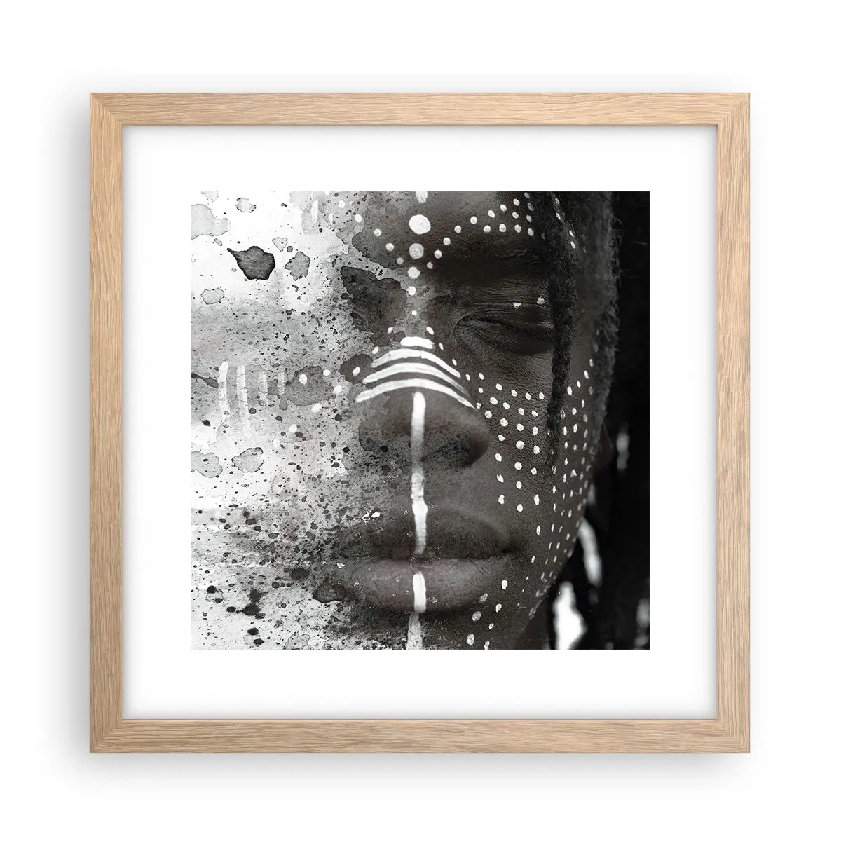 Poster in einem Rahmen aus heller Eiche - Entdecke den Urgeist - 30x30 cm