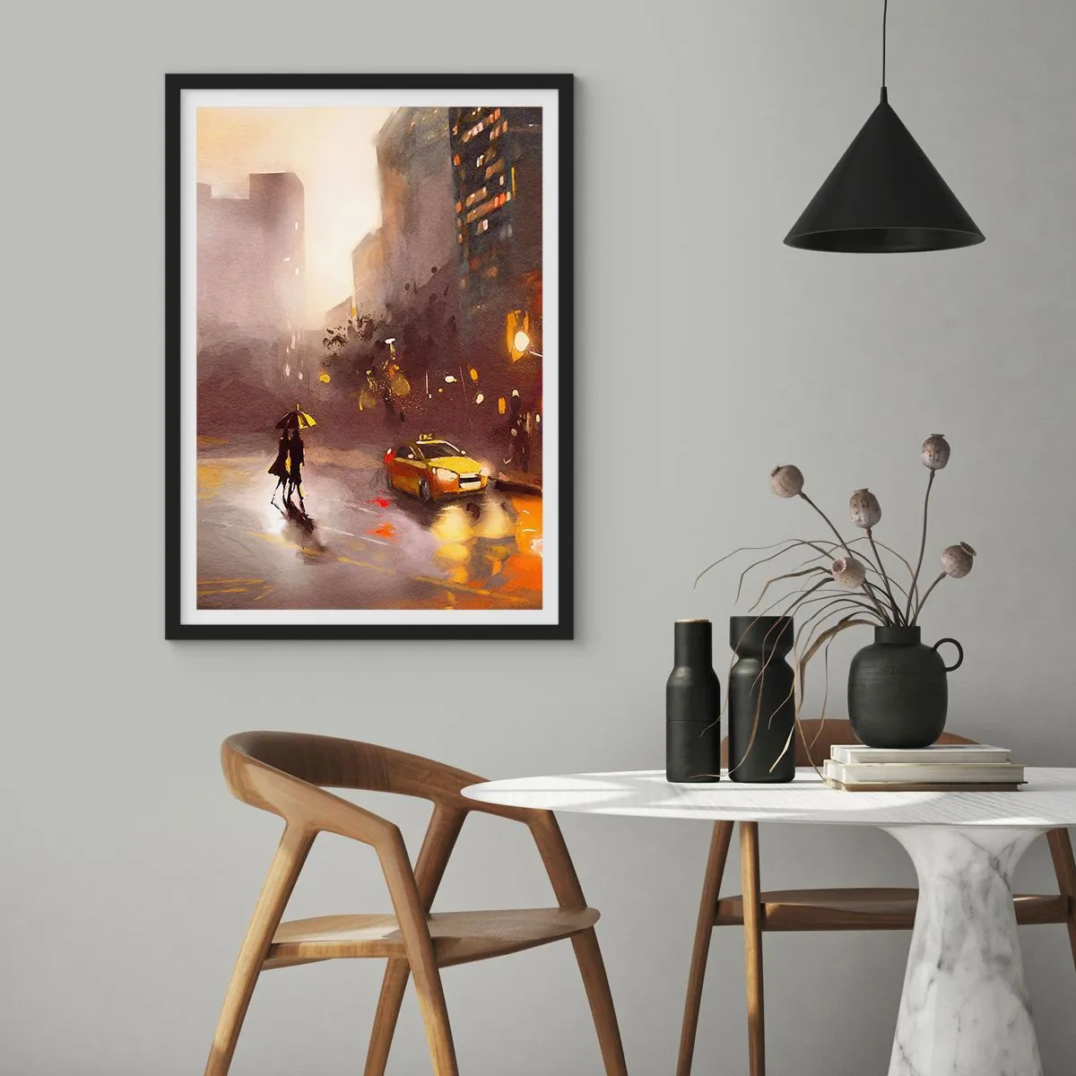 Poster in einem schwarzem Rahmen - Im Licht von New York - 30x40 cm