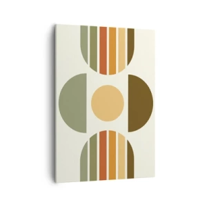 Bild auf Leinwand - Leinwandbild - Geometrische Komposition mit Halbkreisen und Streifen in Erdtönen - 50x70cm - In Erdtönen - Moderne Wanddekoration für Wohnzimmer und Schlafzimmer ARTTOR
