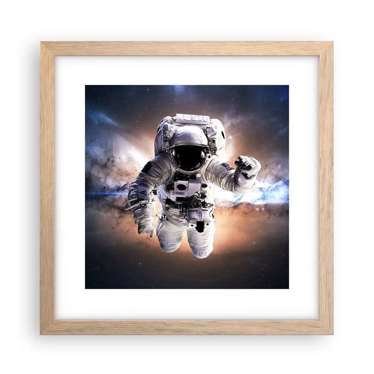 Poster in einem Rahmen aus heller Eiche - Grüße aus dem Weltall - 30x30 cm