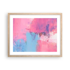Poster in einem Rahmen aus heller Eiche - Rosa, Blau und eine Prise Licht - 50x40 cm