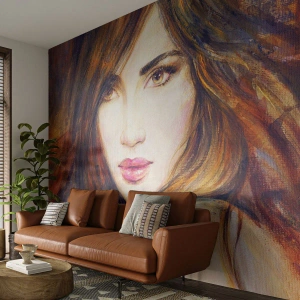Fototapete Standard Eco - Einen Penny für deine Gedanken - Das Gesicht einer Frau, Porträt einer Frau, Haar - 200x140 cm