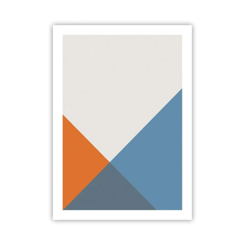 Poster - Geometrische Komposition in Orange- und Blautönen - 50x70cm - In einem Winkel… - Moderne Wanddekoration für Wohnzimmer und Schlafzimmer ARTTOR